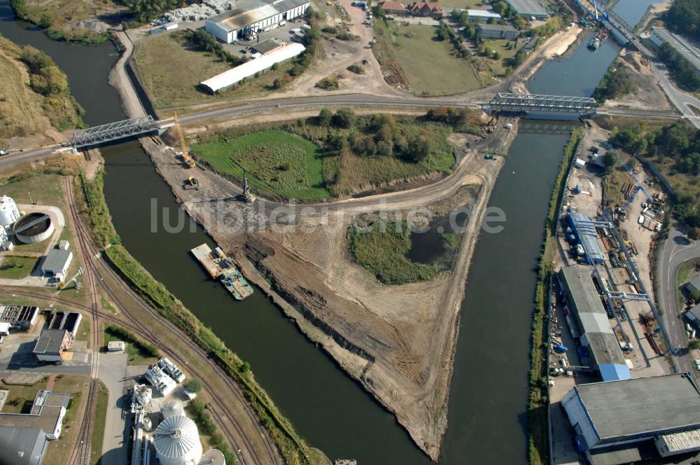 Luftaufnahme GENTHIN - Eisenbahnbrücken Roßdorfer Altkanal und Genthin-Jerichow