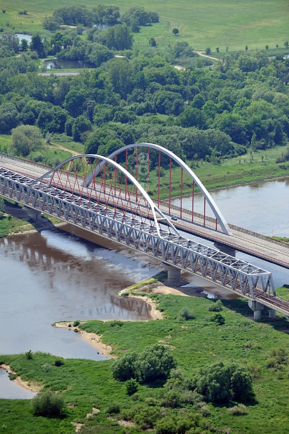 Luftaufnahme Lutherstadt Wittenberg - Elbbrücke in Wittenberg in Sachsen-Anhalt