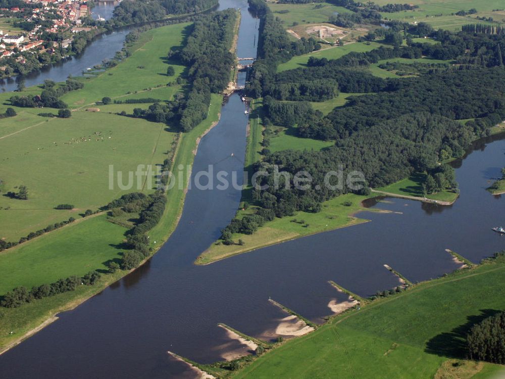 Havelberg aus der Vogelperspektive: Elbe und Havel bei Havelberg