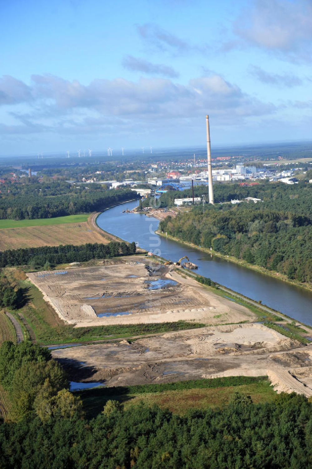 Genthin von oben - Elbe-Havel-Kanal Streckenausbau bei Genthin