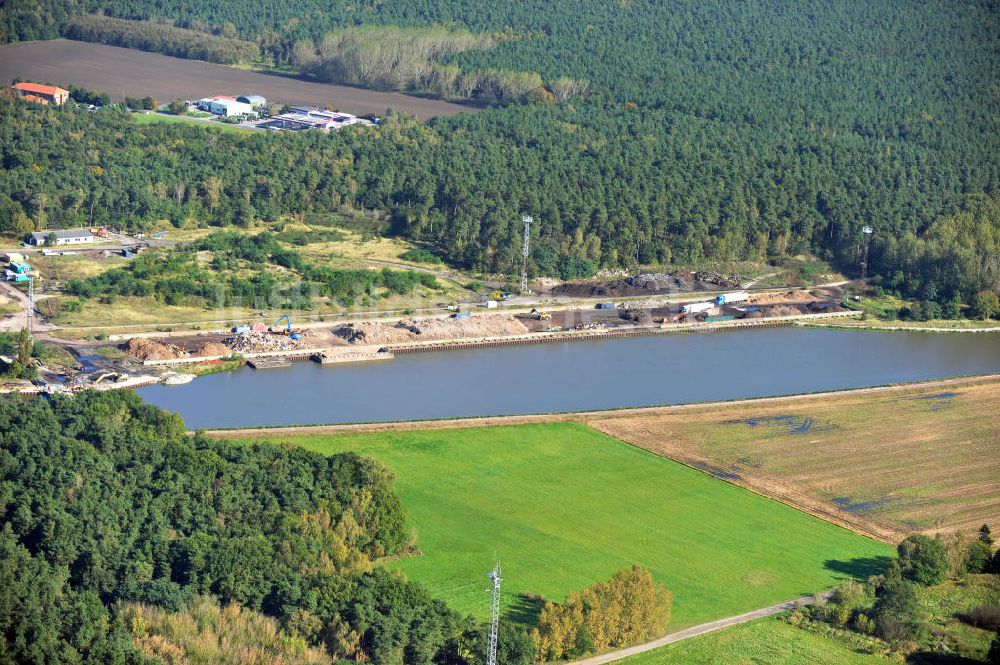 Genthin von oben - Elbe-Havel-Kanal Streckenausbau bei Genthin