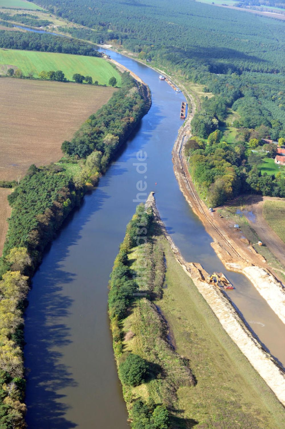 Genthin von oben - Elbe-Havel-Kanal Streckenausbau zwischen Genthin und Seedorf