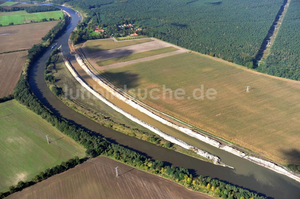 Genthin von oben - Elbe-Havel-Kanal Streckenausbau zwischen Genthin und Seedorf