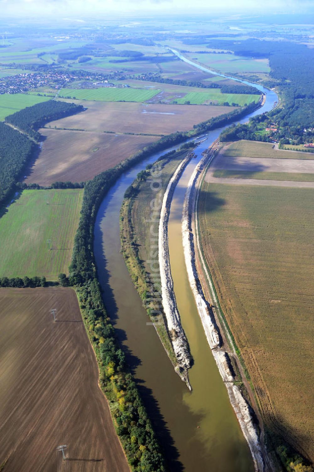 Genthin aus der Vogelperspektive: Elbe-Havel-Kanal Streckenausbau zwischen Genthin und Seedorf