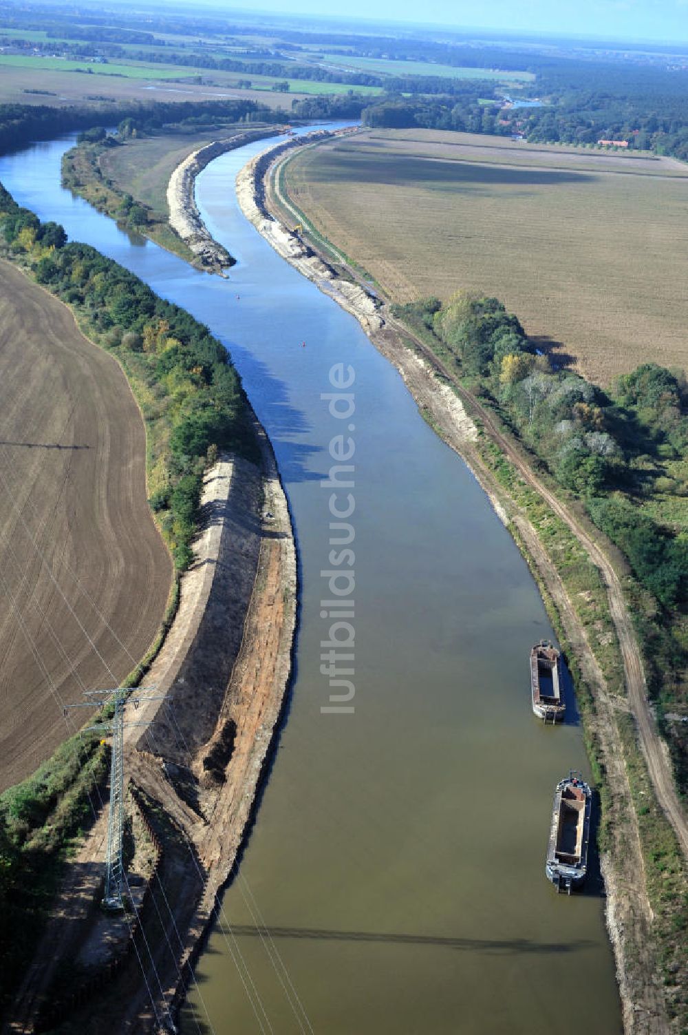 Luftaufnahme Genthin - Elbe-Havel-Kanal Streckenausbau zwischen Genthin und Seedorf