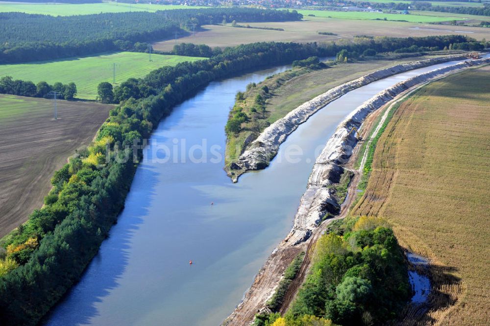 Genthin von oben - Elbe-Havel-Kanal Streckenausbau zwischen Genthin und Seedorf