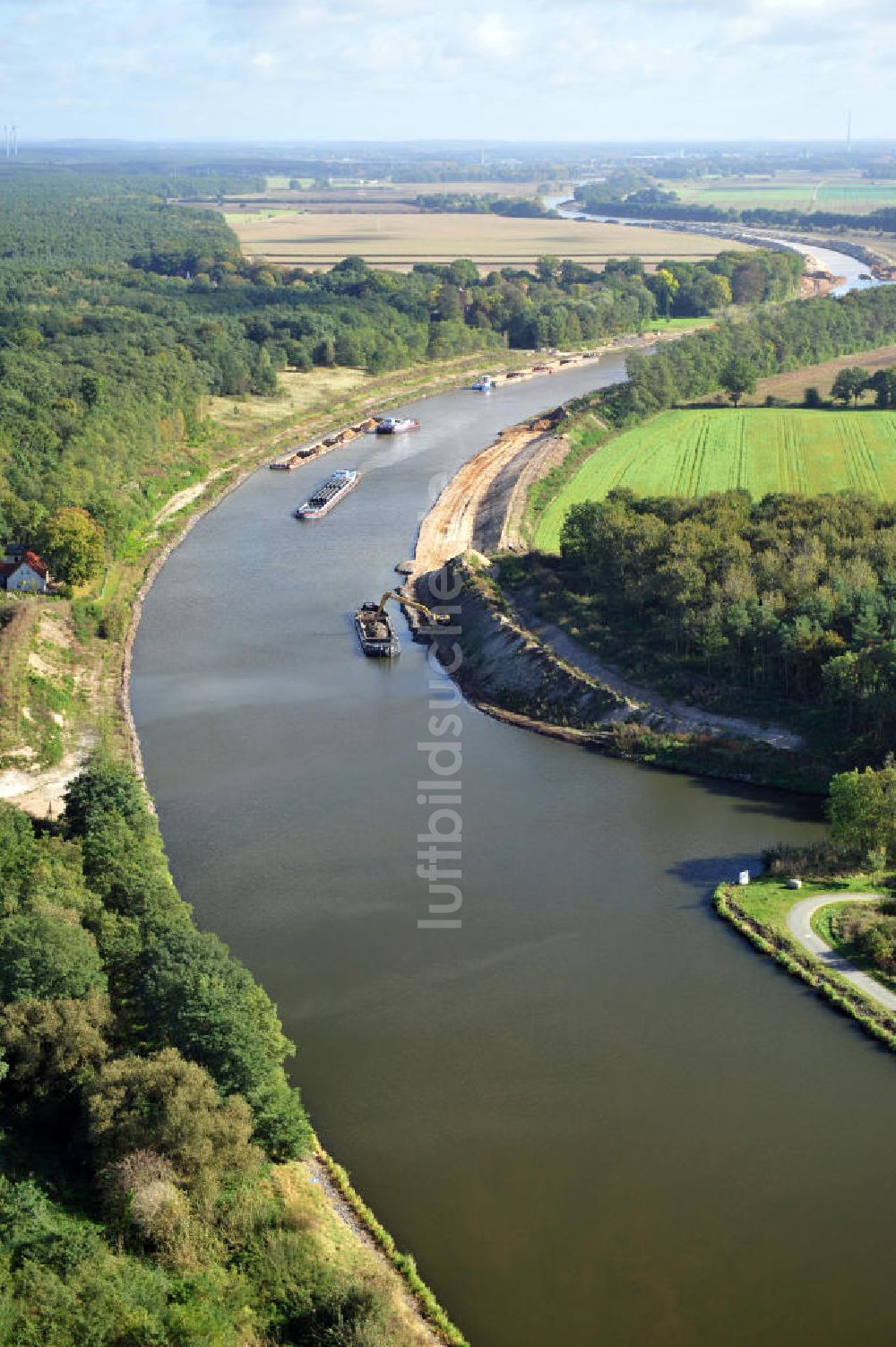 Genthin von oben - Elbe-Havel-Kanal Streckenausbau zwischen Genthin und Seedorf