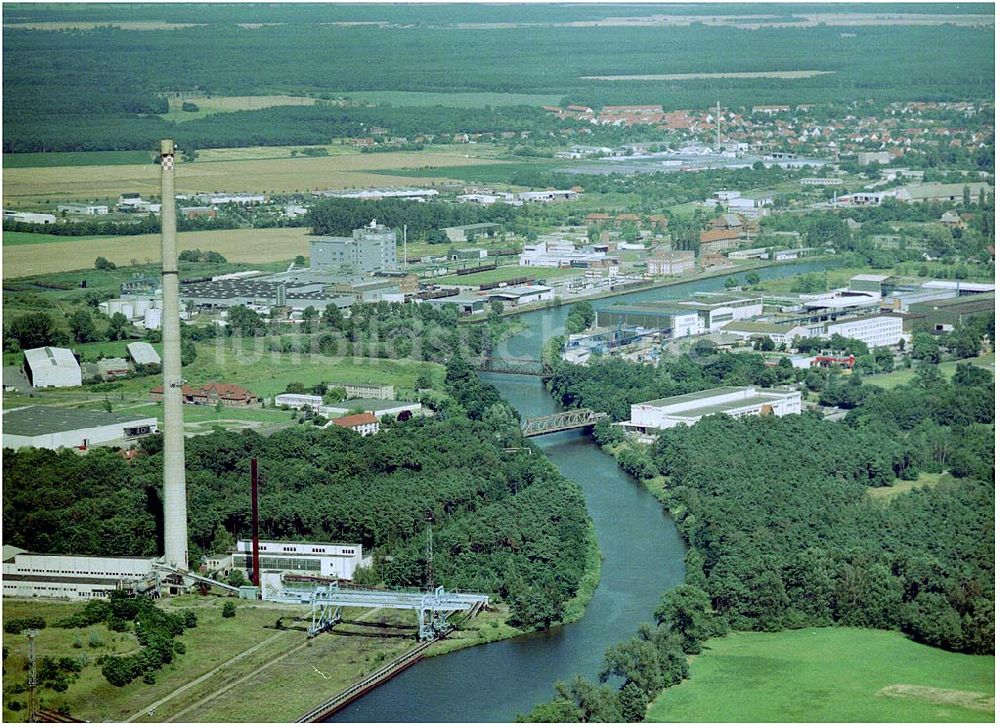 Genthin von oben - Elbe - Havelkanal östlich von Genthin