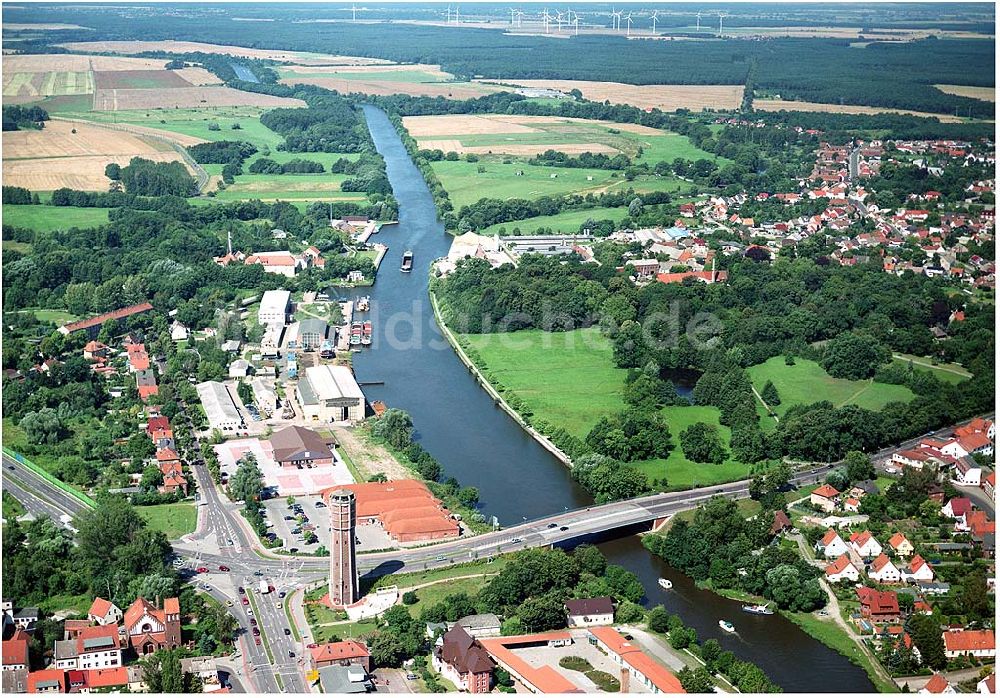 Genthin aus der Vogelperspektive: Elbe - Havelkanal östlich von Genthin