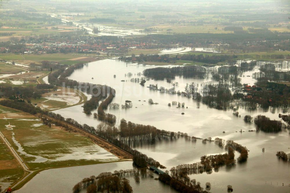 Dannenberg aus der Vogelperspektive: Elbe-Hochwasser Dannenberg