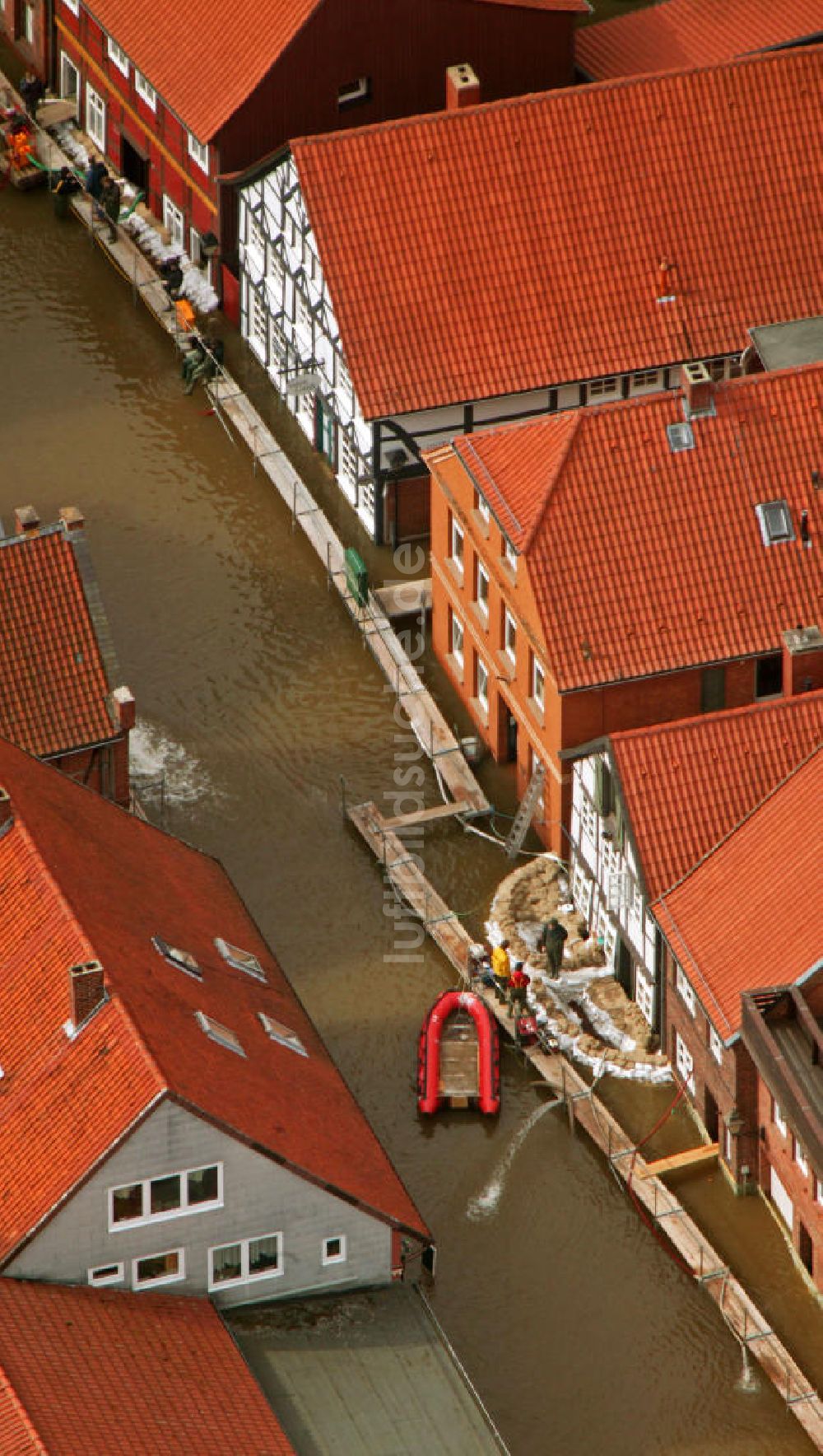 Hitzacker aus der Vogelperspektive: Elbe-Hochwasser Hitzacker