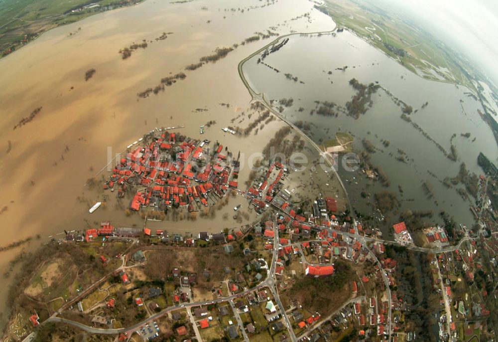 Luftbild Hitzacker - Elbe-Hochwasser Hitzacker