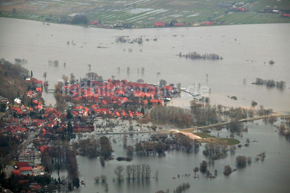 Hitzacker von oben - Elbe-Hochwasser Hitzacker