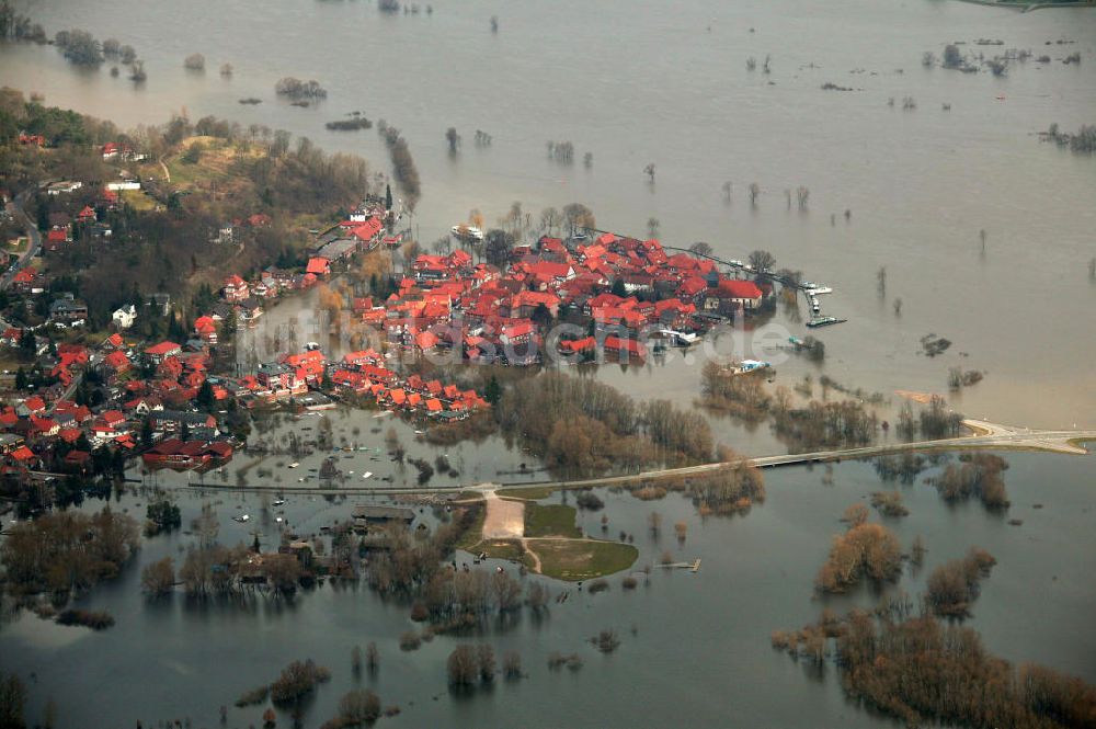 Luftbild Hitzacker - Elbe-Hochwasser Hitzacker