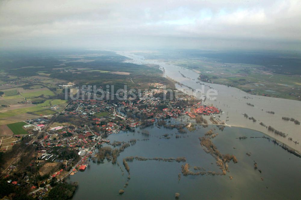 Luftaufnahme Hitzacker - Elbe-Hochwasser Hitzacker