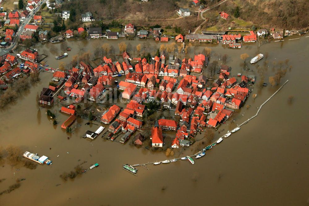 Hitzacker aus der Vogelperspektive: Elbe-Hochwasser Hitzacker