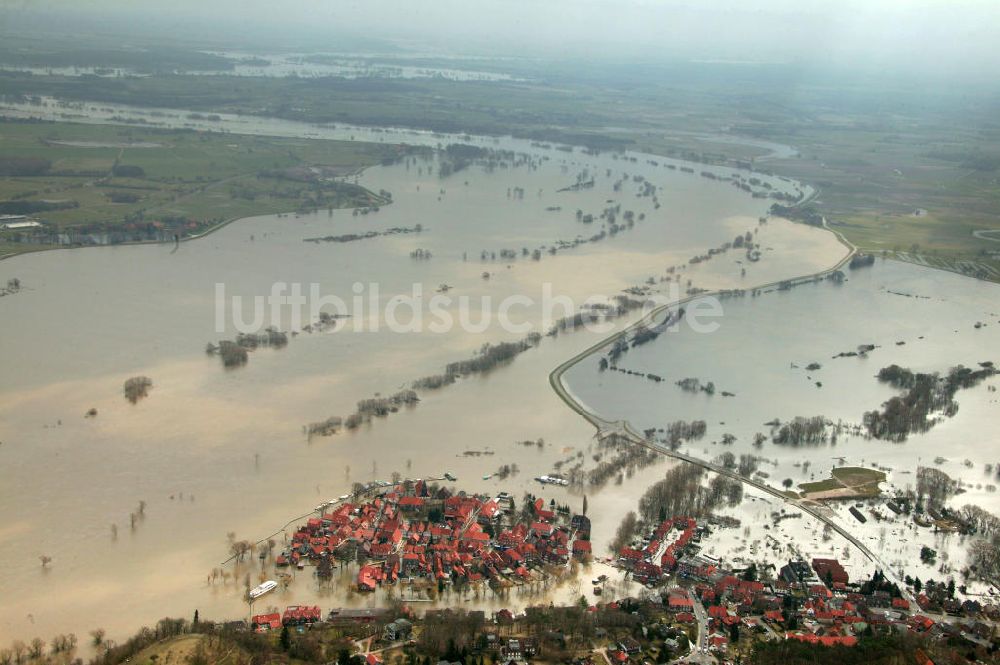 Hitzacker von oben - Elbe-Hochwasser Hitzacker