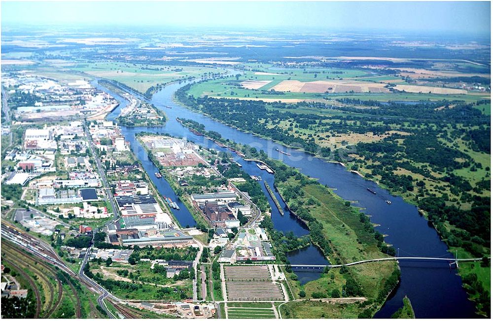 Magdeburg von oben - Elbeabstiegskanal