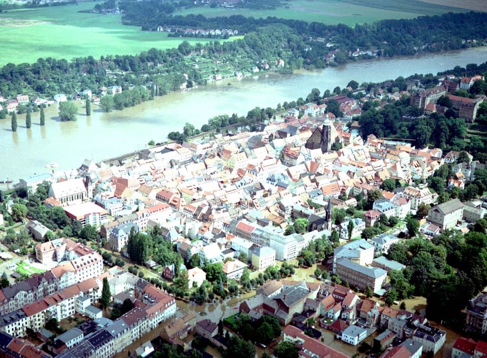 Luftaufnahme Pirna / Sachsen - 15.08.2002 Elbehochwasser in Pirna / Sachsen