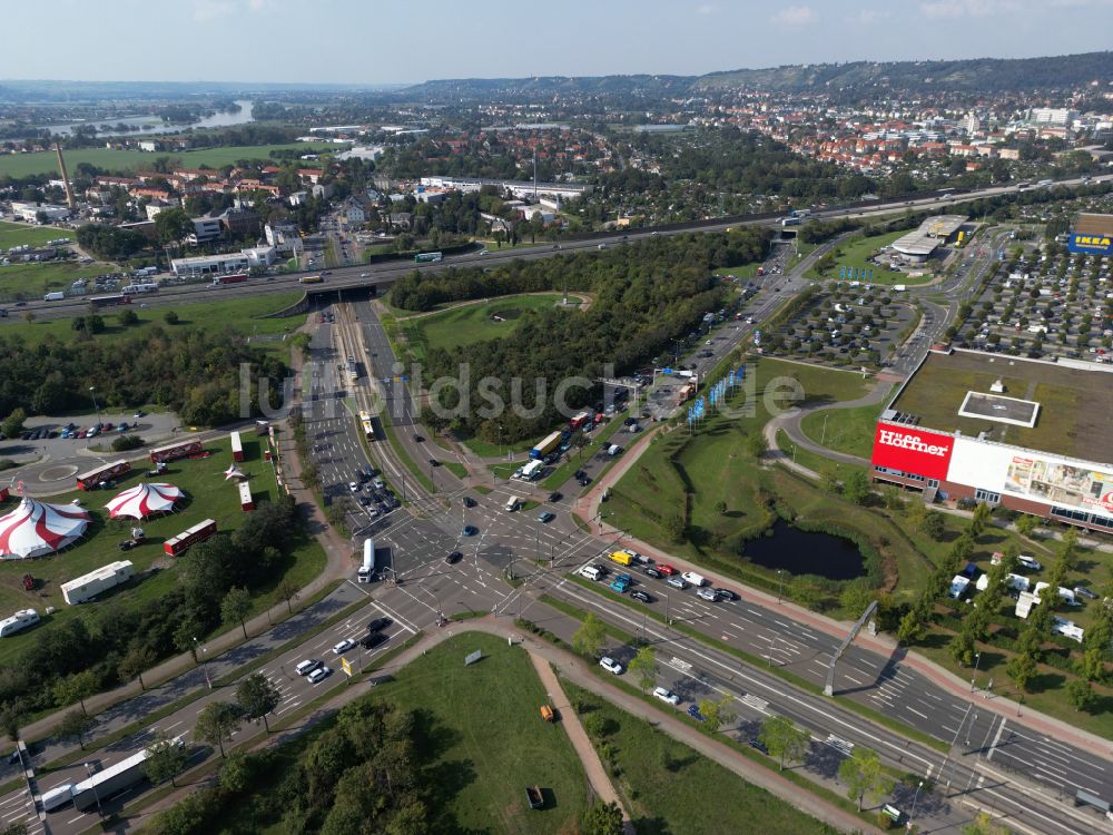 Dresden von oben - Elbepark Dresden Kaditz im Bundesland Sachsen, Deutschland