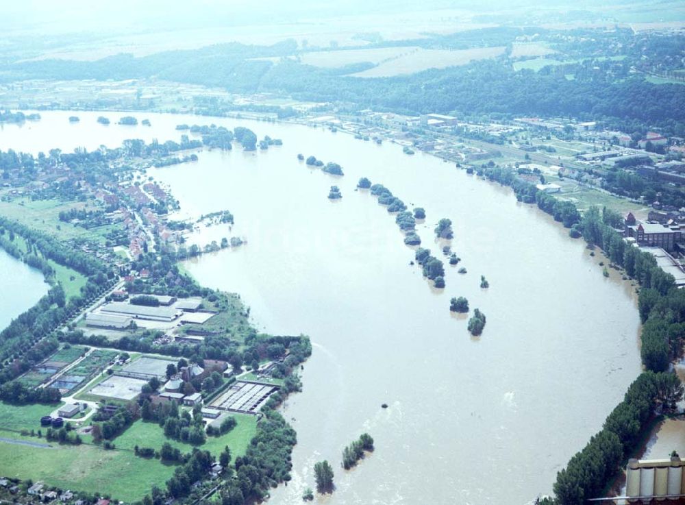 Luftaufnahme Dresden Haeidenhain / Sachsen - 15.08.2002 Elbhochwasser in Dresden Haeidenhain / Sachsen