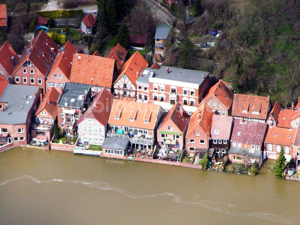 Luftbild Lauenburg - Elbhochwasser in Lauenburg / Schleswig-Holstein