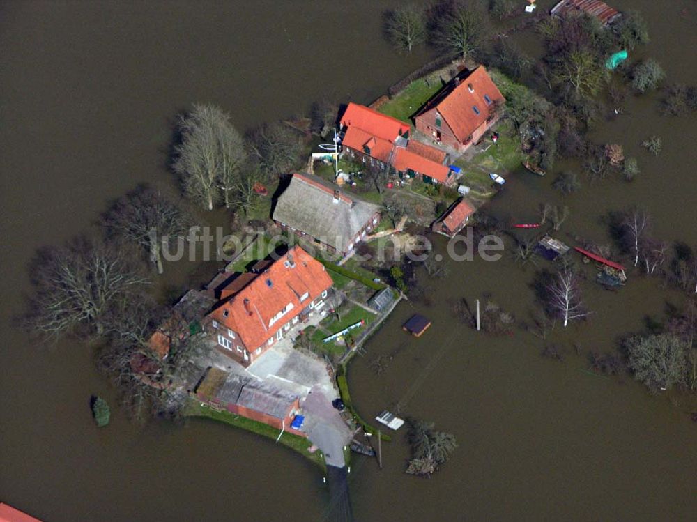 Luftbild Lauenburg - Elbhochwasser in Lauenburg / Schleswig-Holstein