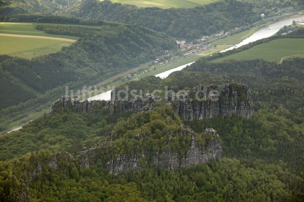 Bad Schandau OT Krippen von oben - Elbsandsteingebirge nahe Krippen