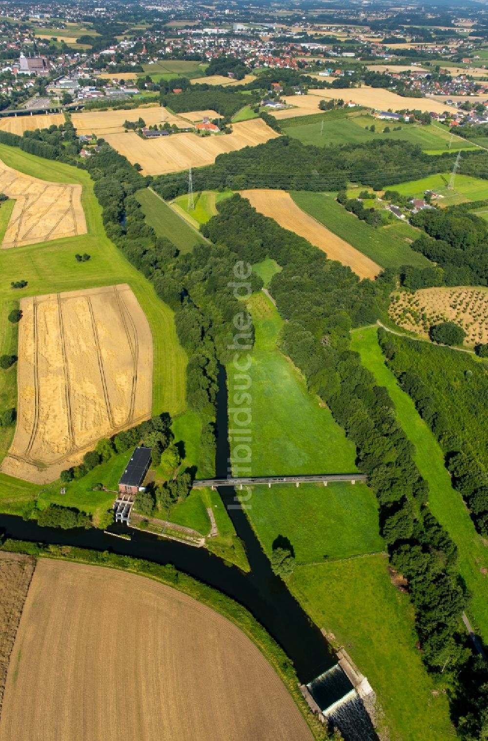 Kirchlengern von oben - Elsezufluß in die Werre im Osten von Kirchlengern im Bundesland Nordrhein-Westfalen