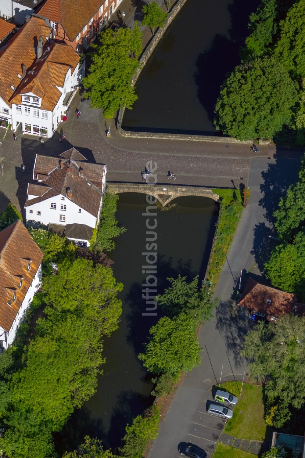 Warendorf von oben - Emsbrücke in Warendorf im Bundesland Nordrhein-Westfalen