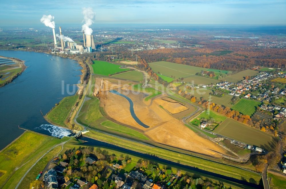 Luftbild Dinslaken - Emscher Mündung in den Rhein bei Dinslaken im Bundesland Nordrhein-Westfalen