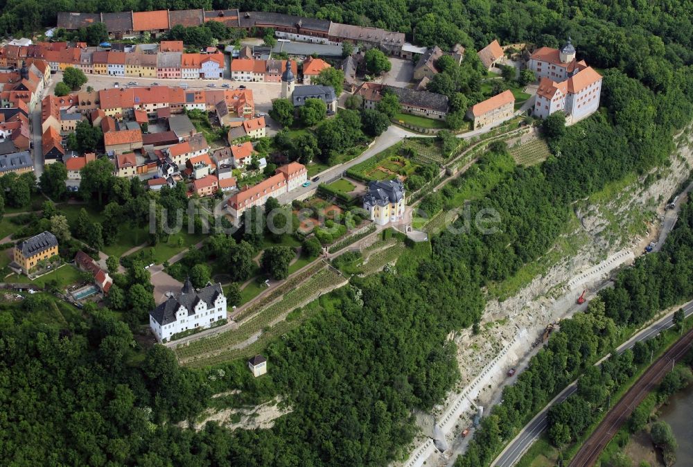 Dornburg aus der Vogelperspektive: Ensemble der drei Dornburger Schlösser in Dornburg-Camburg im Bundesland Thüringen