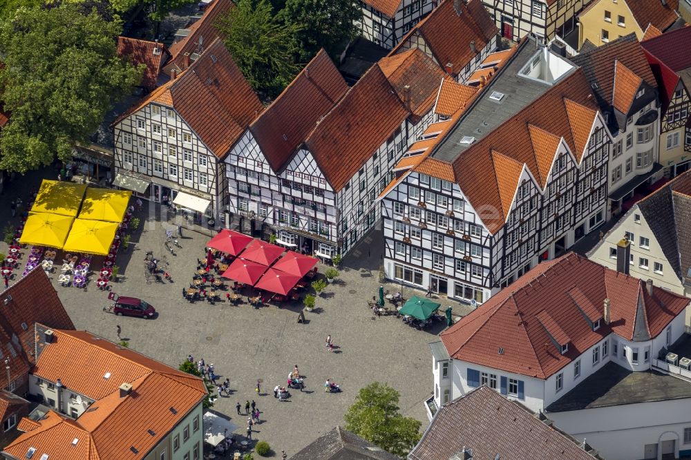 Luftbild Soest - Ensemble der Fachwerkhäuser Am Markt mit Wilder Mann in Soest im Bundesland Nordrhein-Westfalen