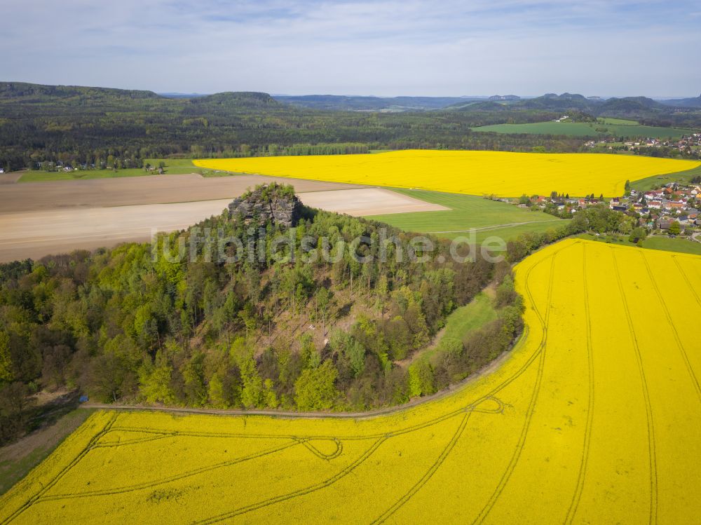 Luftbild Reinhardtsdorf - Ensemble Kaiserkrone, Zirkelstein und den Zschirnsteine in Reinhardtsdorf im Bundesland Sachsen, Deutschland