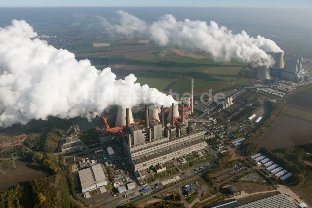 Luftaufnahme NIEDERAUßEM - Ensemble der RWE Kohle- Kraftwerke bei Neurath und Niederaußem in Nordrhein-Westfalen