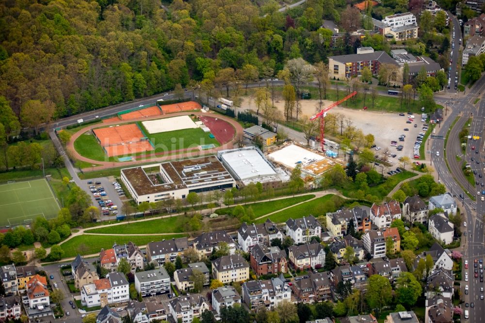 Düsseldorf von oben - Ensemble der Sportplatzanlagen der Borussia Düsseldorf am Staufenplatz in Düsseldorf im Bundesland Nordrhein-Westfalen