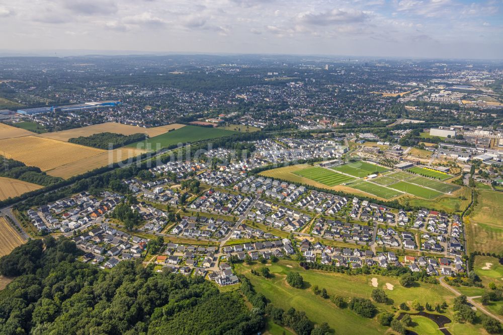 Dortmund von oben - Ensemble der Sportplatzanlagen des BVB Trainingszentrum in Dortmund im Bundesland Nordrhein-Westfalen, Deutschland