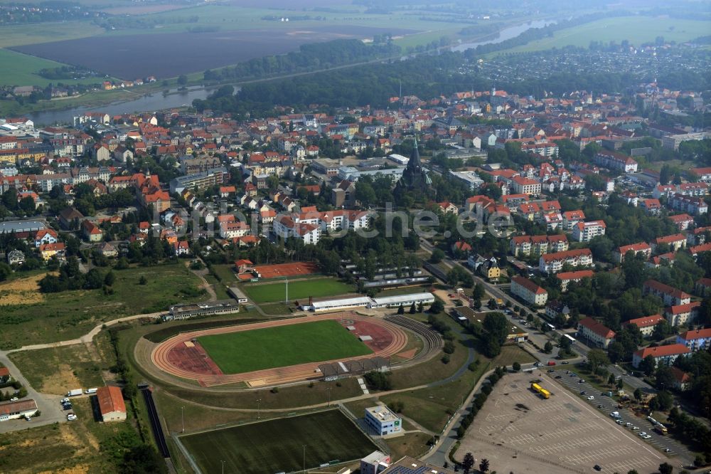 Luftbild Riesa - Ensemble der Sportplatzanlagen in Riesa im Bundesland Sachsen