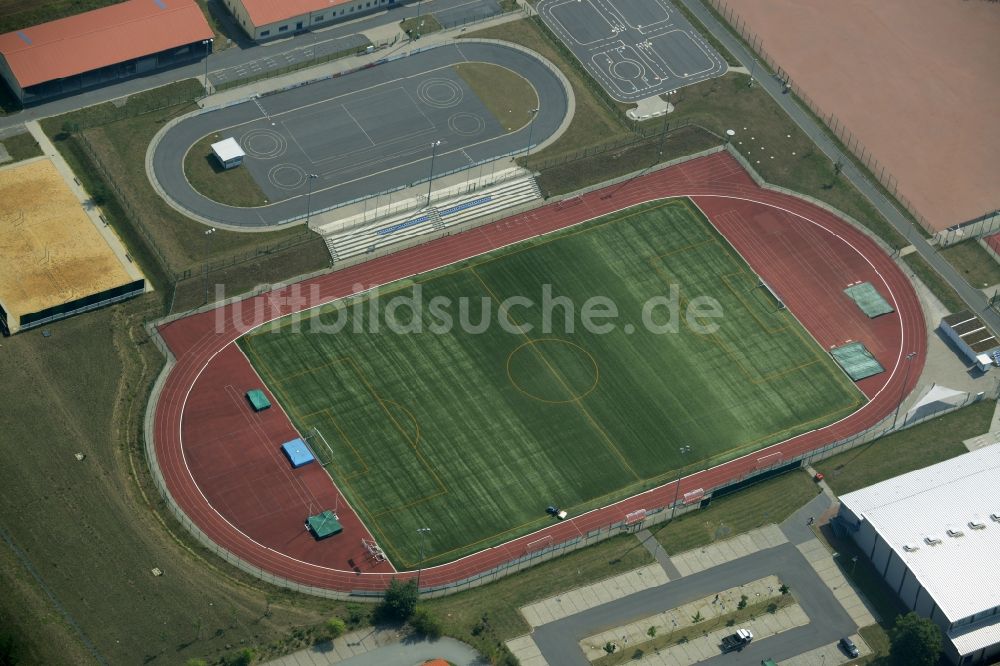 Luftbild Großenhain - Ensemble der Sportplatzanlagen des Sportparks im Bürgerzentrum Husarenviertel in Großenhain im Bundesland Sachsen