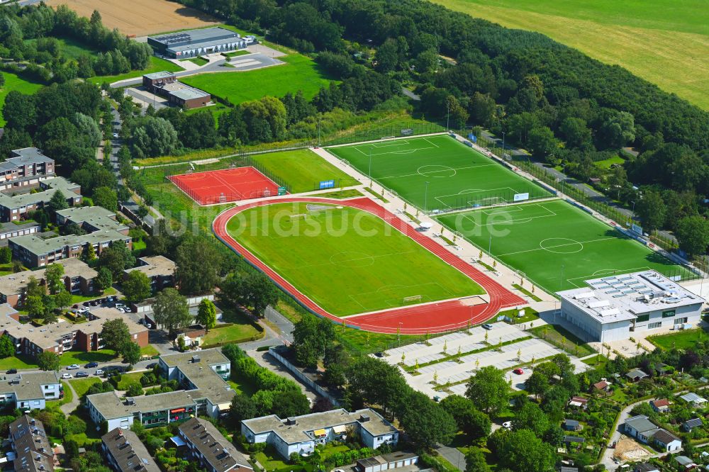 Luftaufnahme Münster - Ensemble der Sportplatzanlagen des TSV Handorf 1926/64 e.V. in Münster im Bundesland Nordrhein-Westfalen, Deutschland