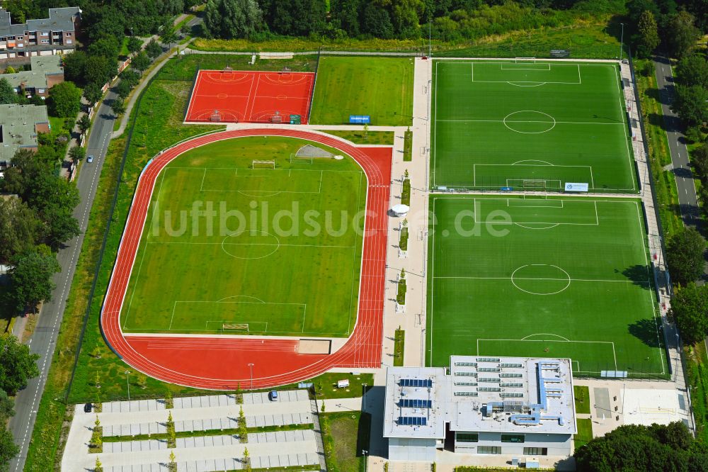 Münster von oben - Ensemble der Sportplatzanlagen des TSV Handorf 1926/64 e.V. in Münster im Bundesland Nordrhein-Westfalen, Deutschland