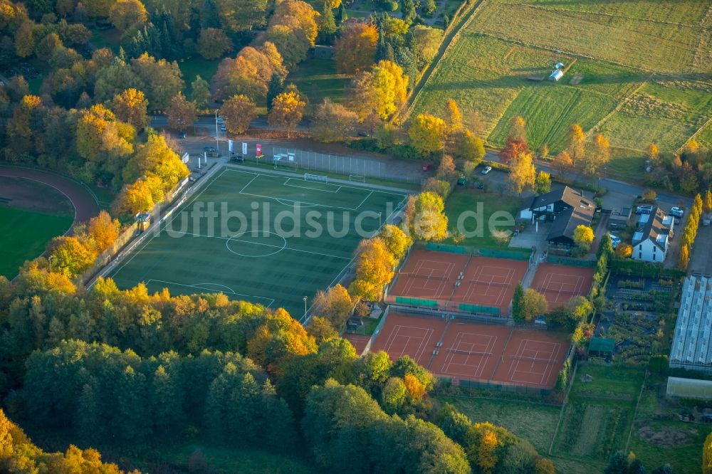 Luftaufnahme Herdecke - Ensemble der Sportplatzanlagen vom Turn- u. Sportverein Ende e.V. in Herdecke im Bundesland Nordrhein-Westfalen