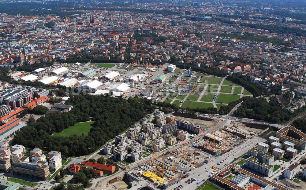 Luftbild München - Entstehung des neuen Münchner Stadtquartiers Theresienhöhe