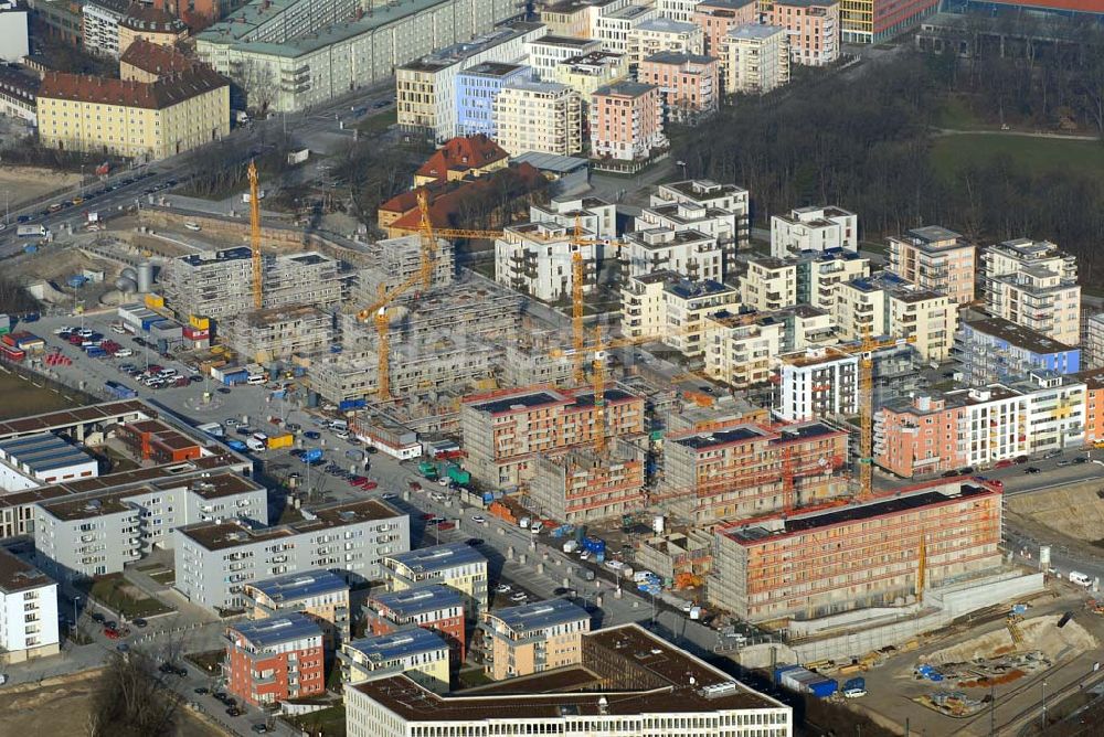 München aus der Vogelperspektive: Entstehung des neuen Münchner Stadtquartiers Theresienhöhe