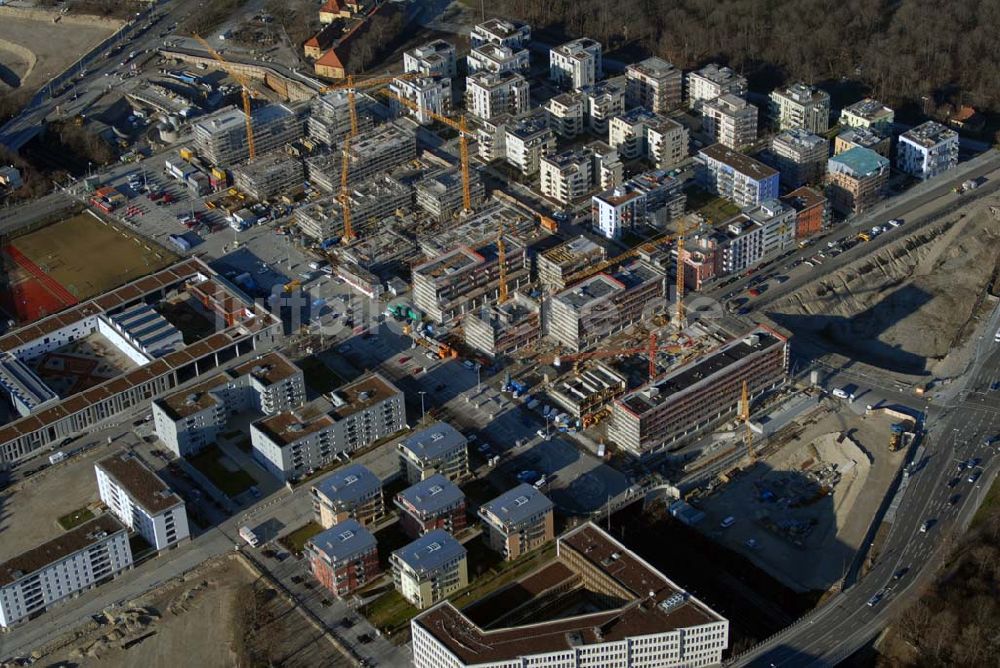 München aus der Vogelperspektive: Entstehung des neuen Münchner Stadtquartiers Theresienhöhe