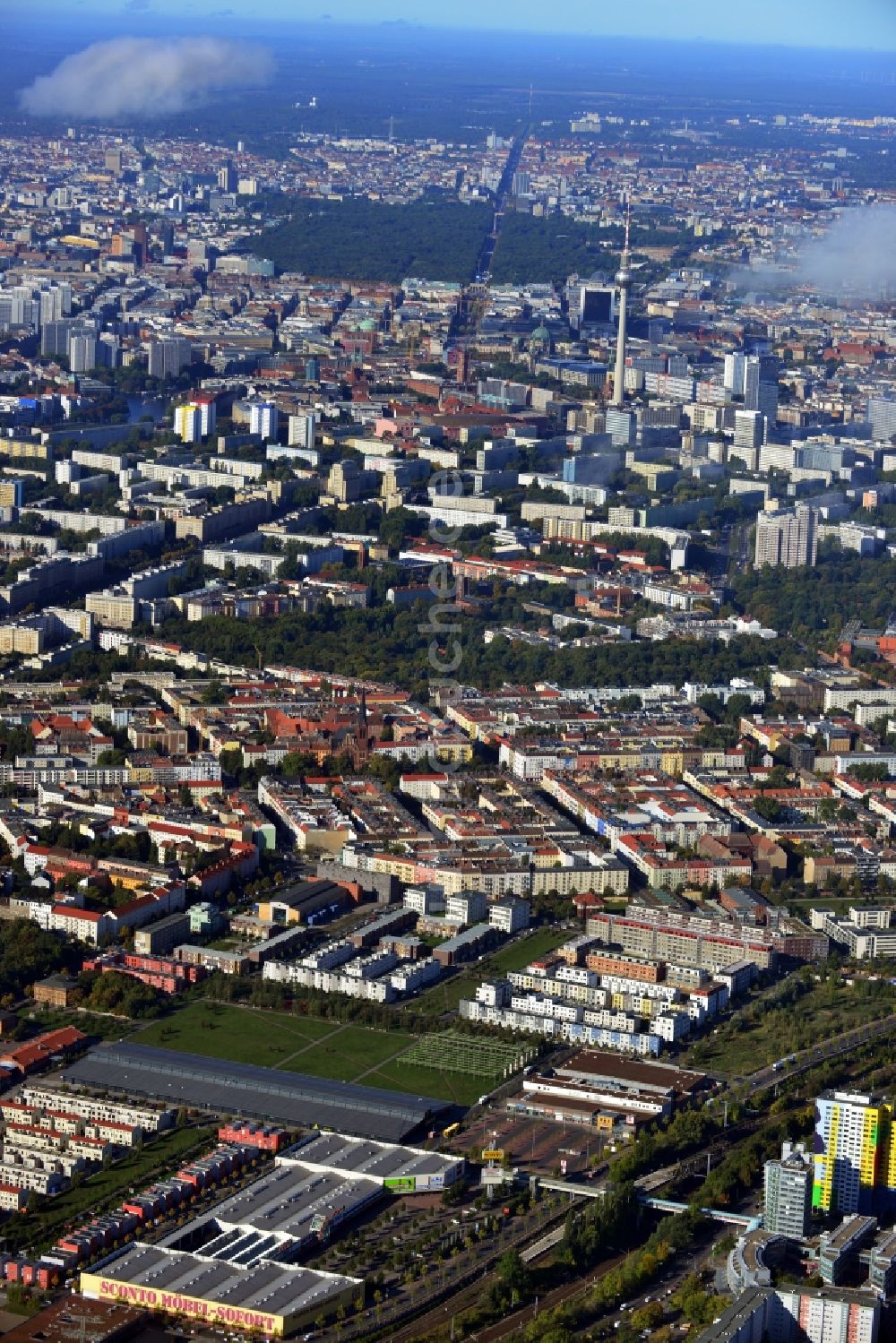 Luftaufnahme Berlin Friedrichshain - Entwicklungsgebiet Alter Schlachthof / Eldenaer Straße Berlin Friedrichshain