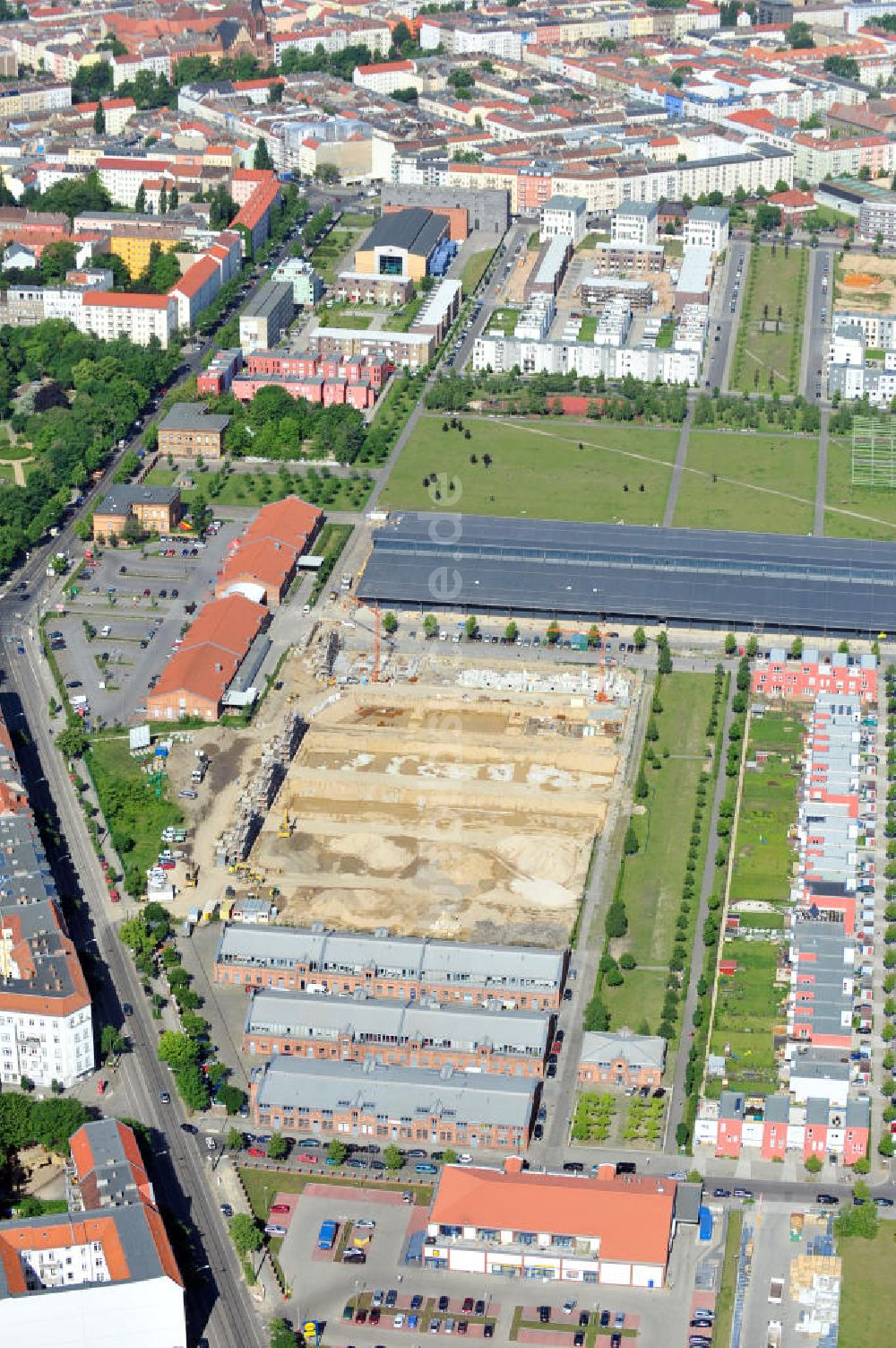 Berlin Friedrichshain aus der Vogelperspektive: Entwicklungsgebiet Alter Schlachthof / Eldenaer Straße Berlin-Prenzlauer Berg