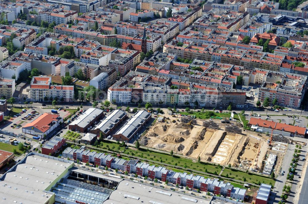 Luftbild Berlin Friedrichshain - Entwicklungsgebiet Alter Schlachthof / Eldenaer Straße Berlin-Prenzlauer Berg