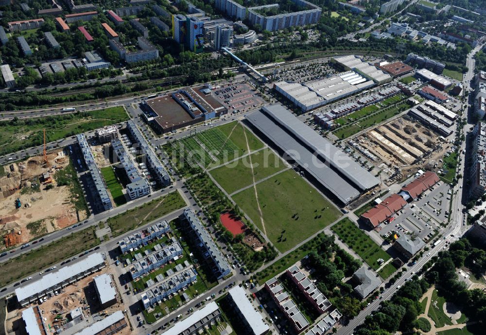 Berlin Friedrichshain von oben - Entwicklungsgebiet Alter Schlachthof / Eldenaer Straße Berlin-Prenzlauer Berg