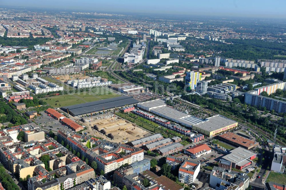 Luftbild Berlin Friedrichshain - Entwicklungsgebiet Alter Schlachthof / Eldenaer Straße Berlin-Prenzlauer Berg